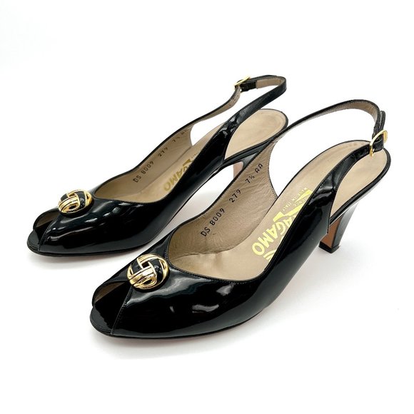 Vintage Salvatore Ferragamo Peep Toe High Heel Sling Back Sandals Formal Wedding - Picture 9 of 9